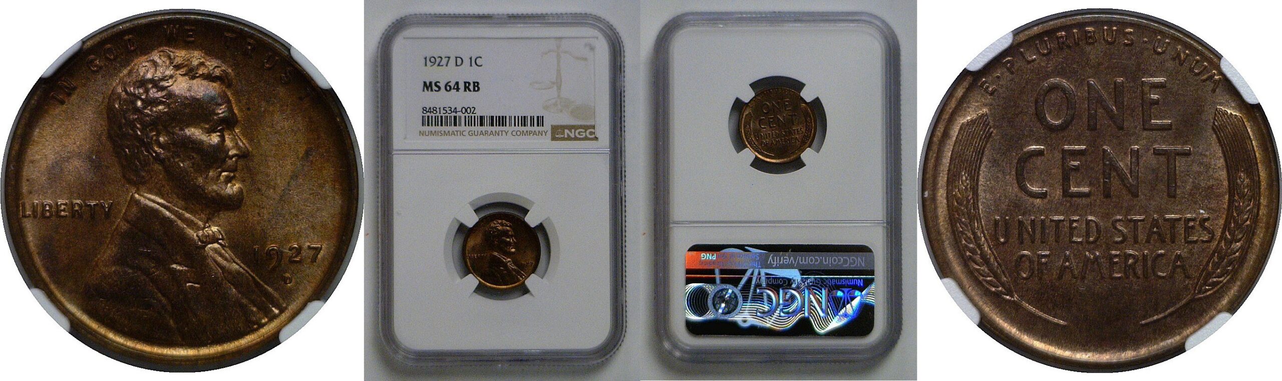 1927-D Lincoln Cent   NGC MS-64 RB