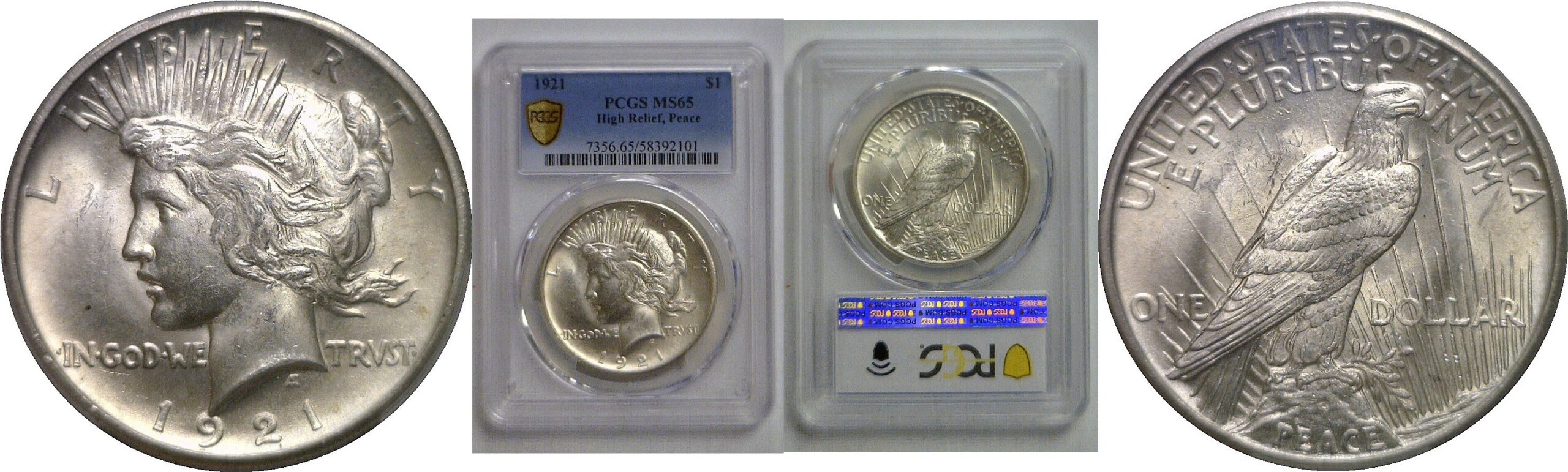 1921 Peace Dollar   PCGS MS-65