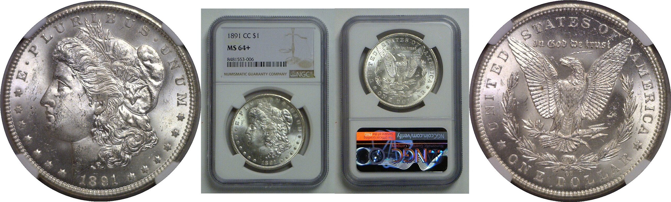 1891-CC Morgan Dollar   NGC MS-64+