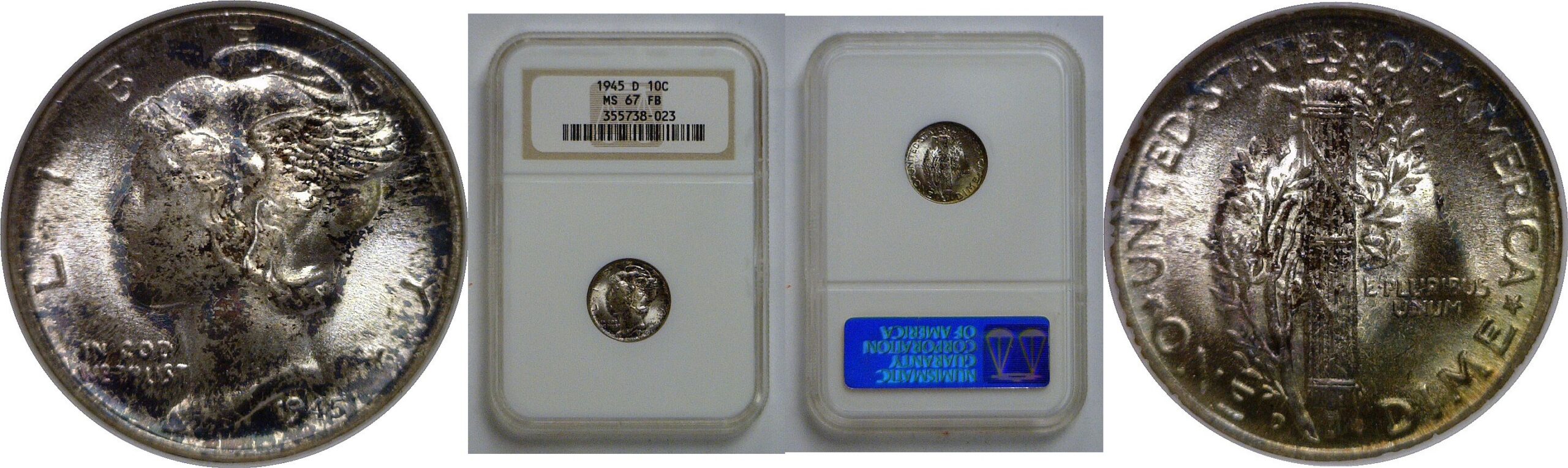 1945-D Mercury Dime   NGC MS-67 FB