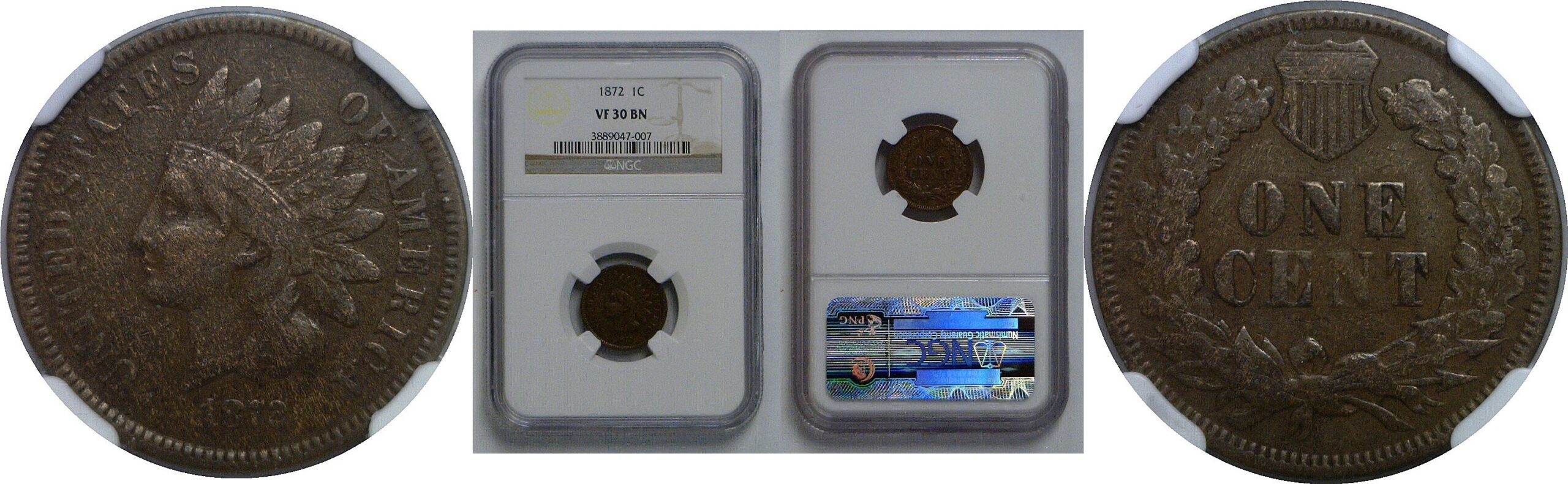 1872 Indian Head Cent   NGC VF-30