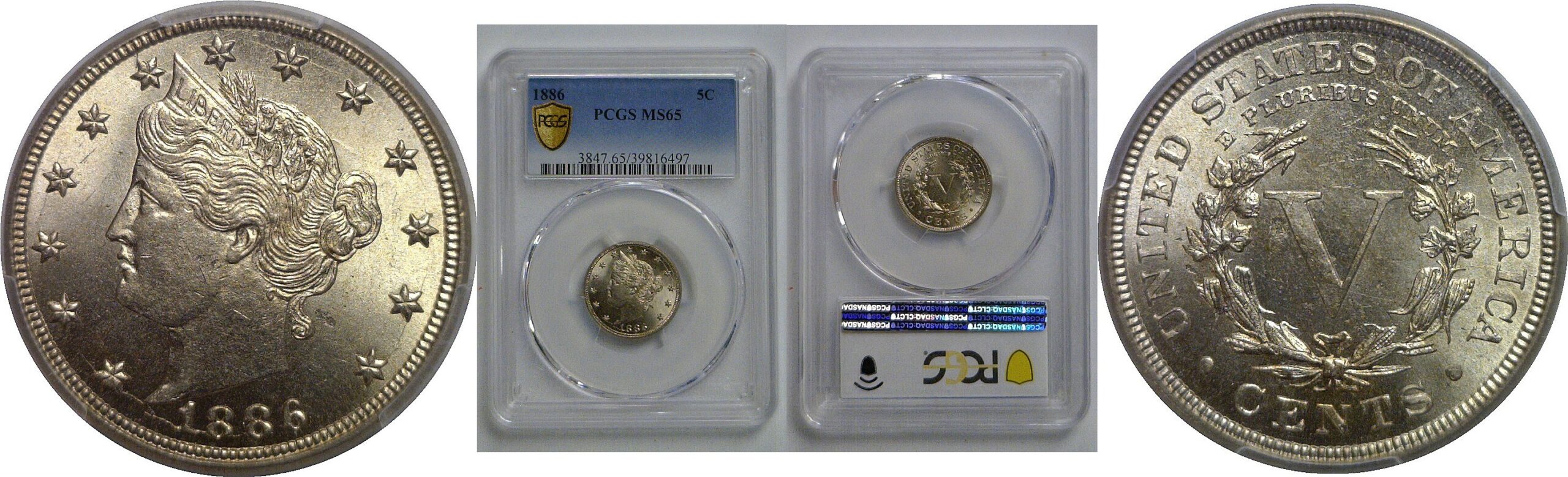 1886 Liberty Nickel   PCGS MS-65