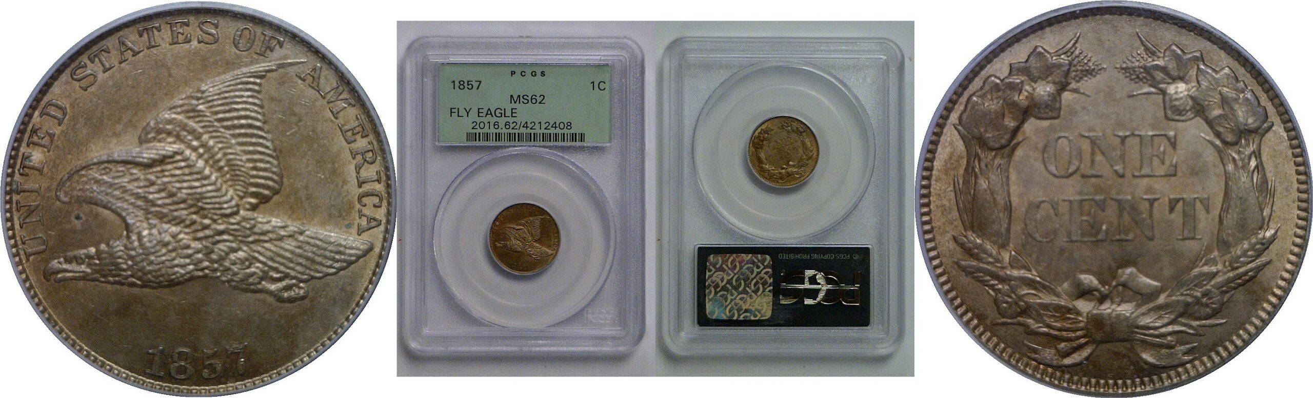 1857 Flying Eagle Cent   PCGS MS-62
