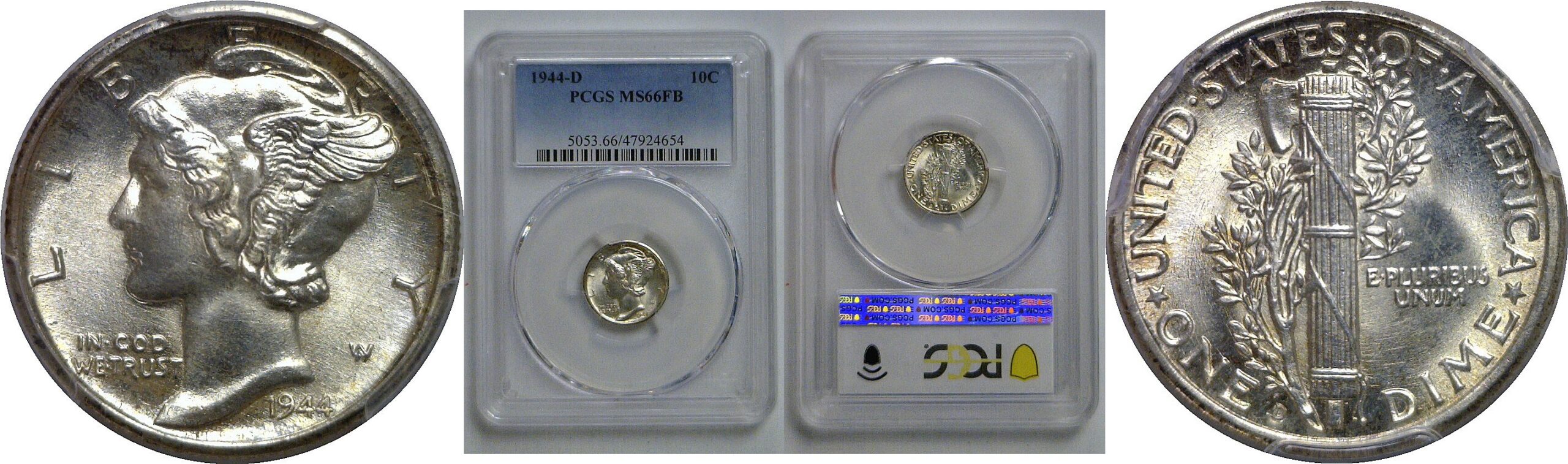 1944-D Mercury Dime   PCGS MS-66 FB