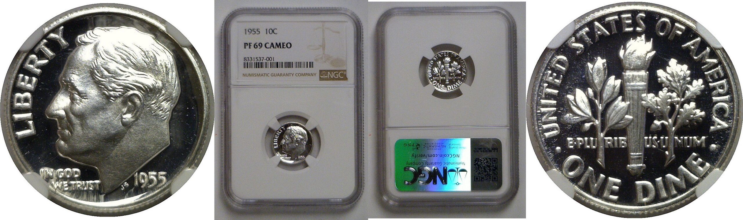 1955 Roosevelt Dime   NGC PF-69 Cameo