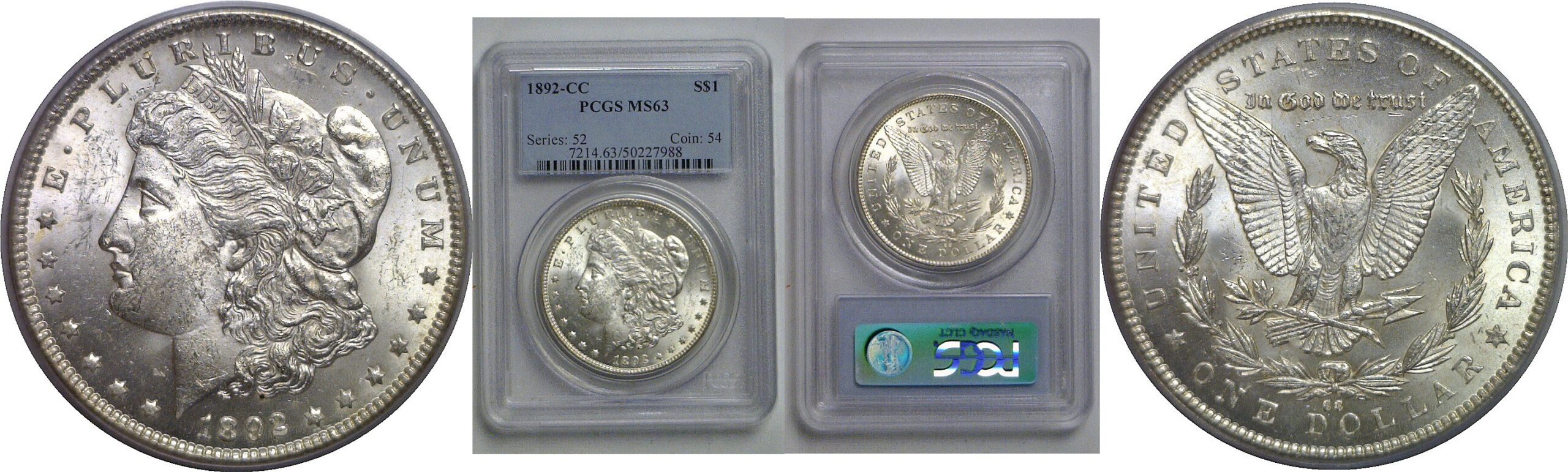 1892-CC Morgan Dollar   PCGS MS-63