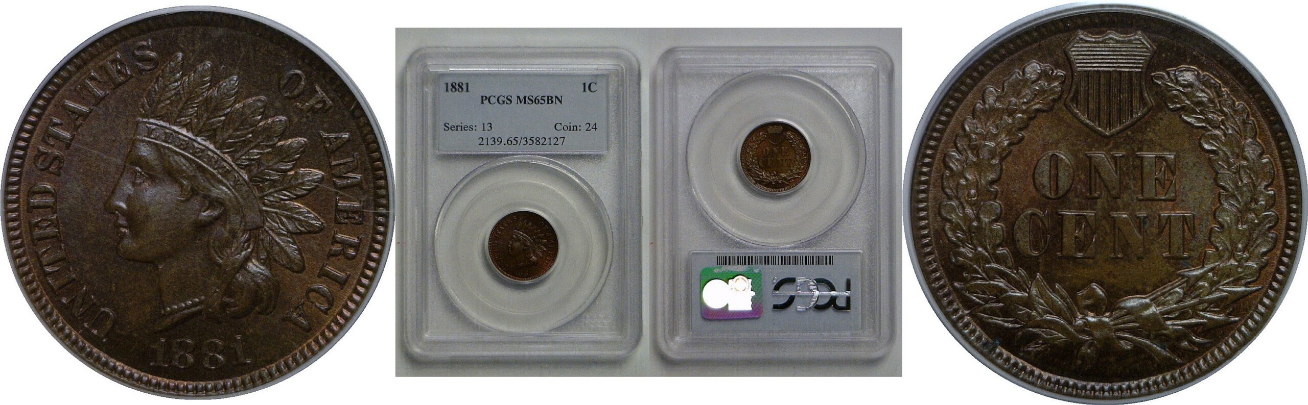 1881 Indian Head Cent   PCGS MS-65 BN