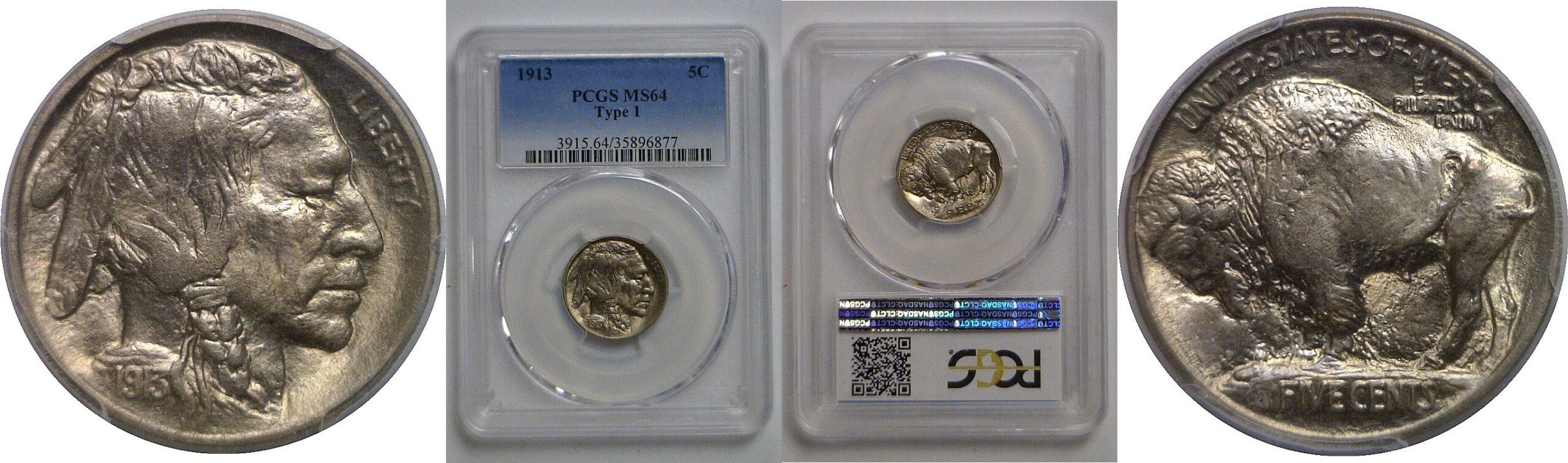 1913 T-1  Buffalo Nickel   PCGS MS-64