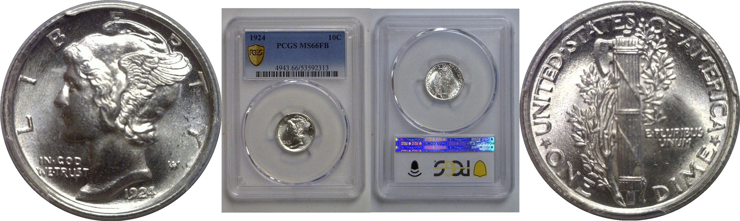 1924 Mercury Dime   PCGS MS-66 FB