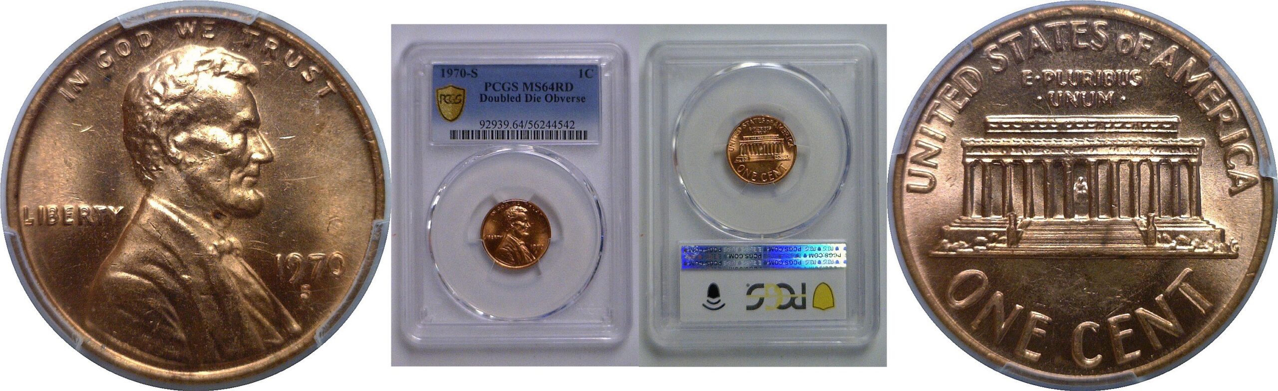 1970-S Doubled Die Obverse   Lincoln Cent   PCGS MS-64 RD