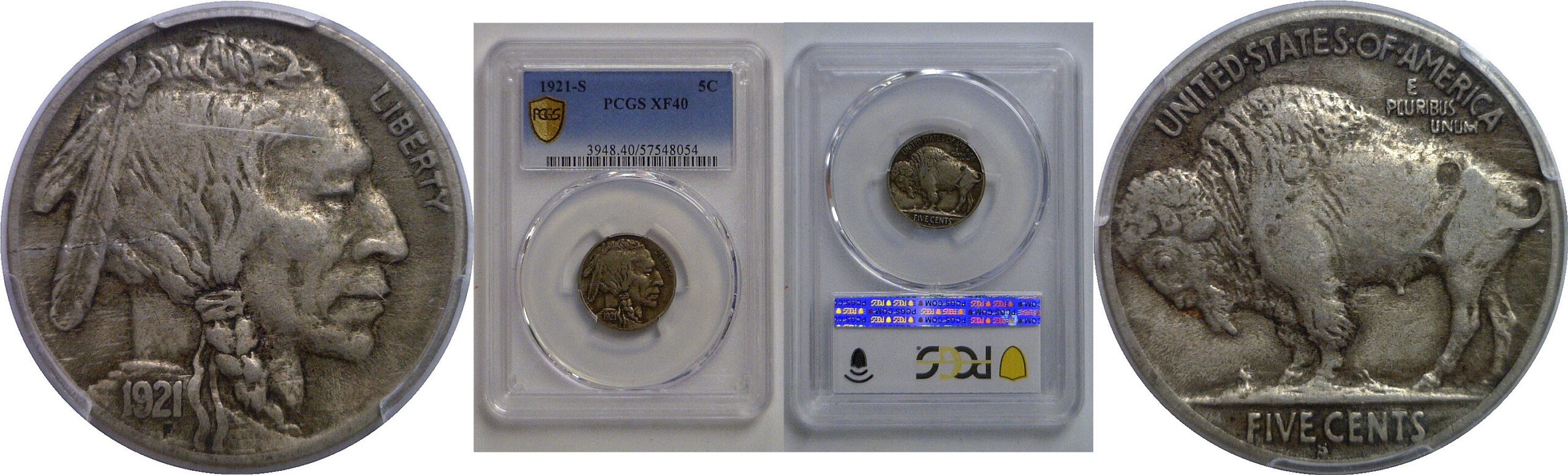 1921-S Buffalo Nickel   PCGS XF-40