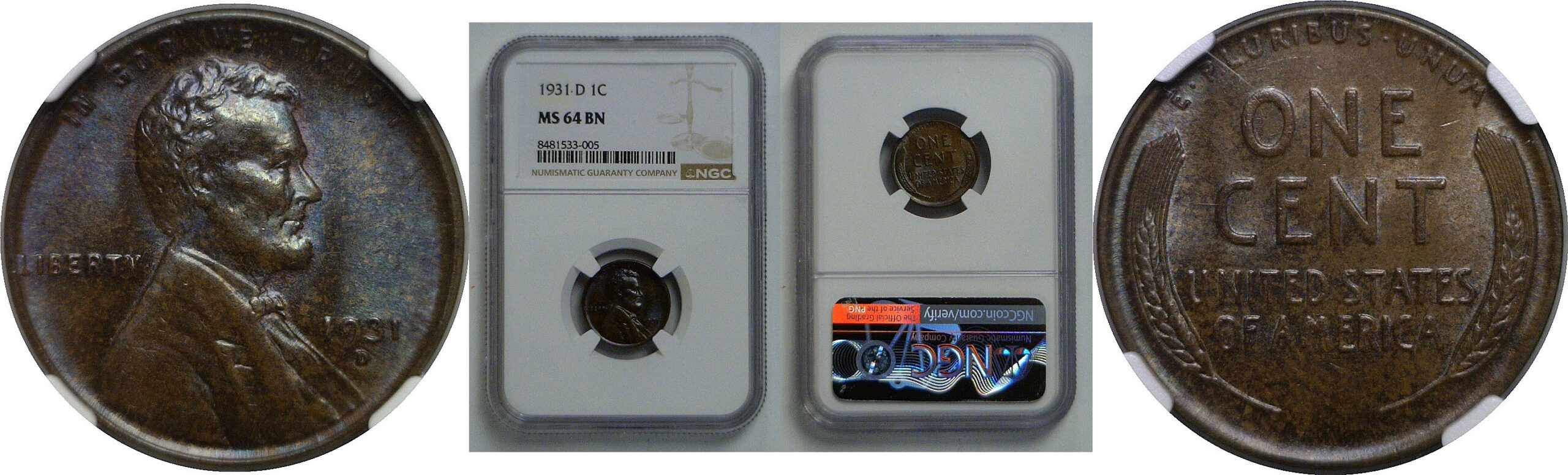 1931-D Lincoln Cent   NGC MS-64 BN