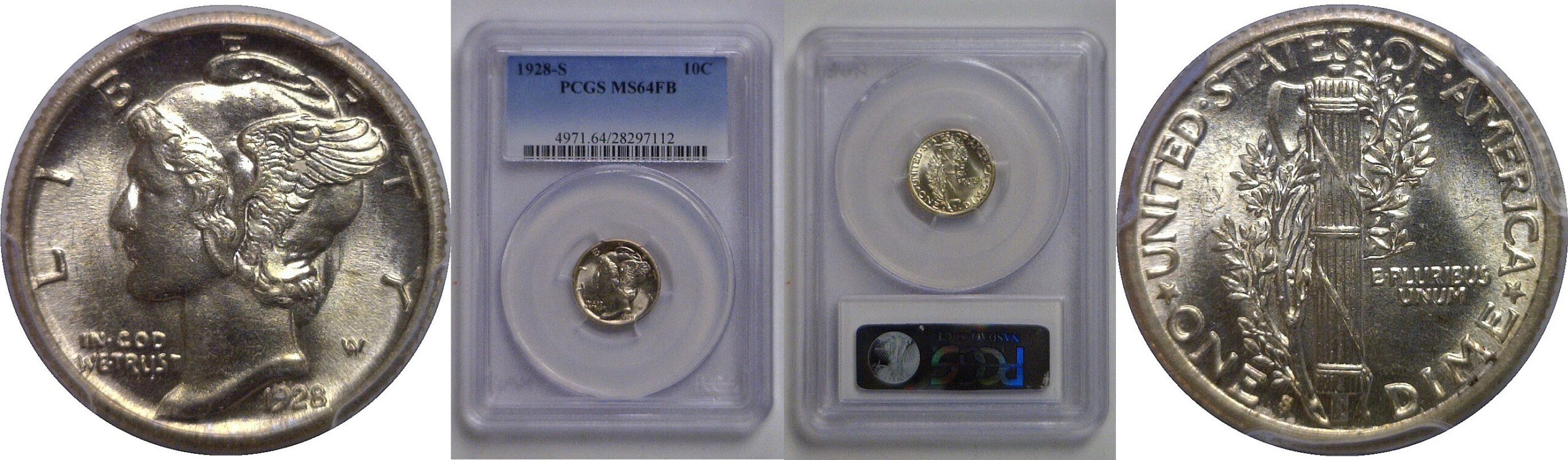 1928-S Mercury Dime   PCGS MS-64 FB