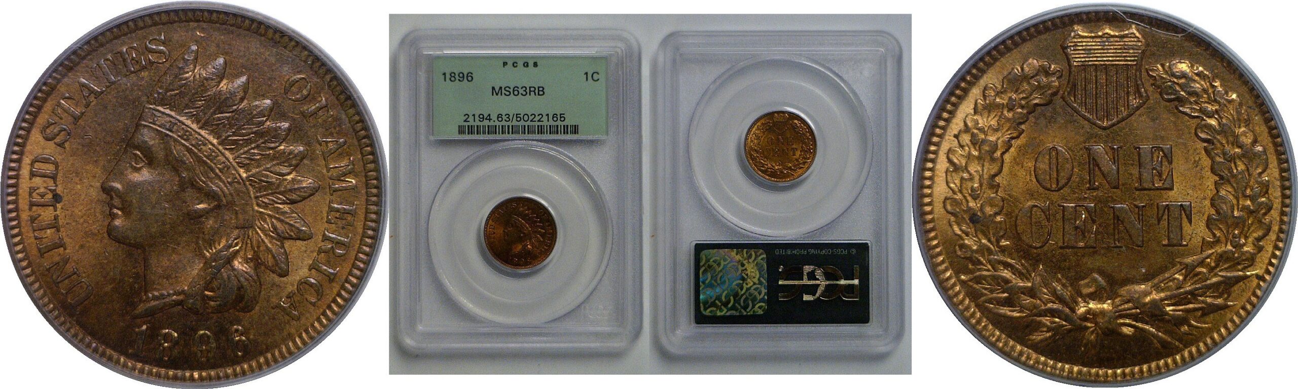 1896 Indian Head Cent   PCGS MS-63 RB