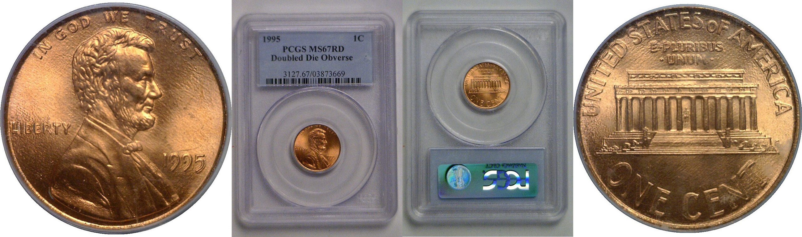 1995 Doubled Die Obverse   Lincoln Cent   PCGS MS-67 RD