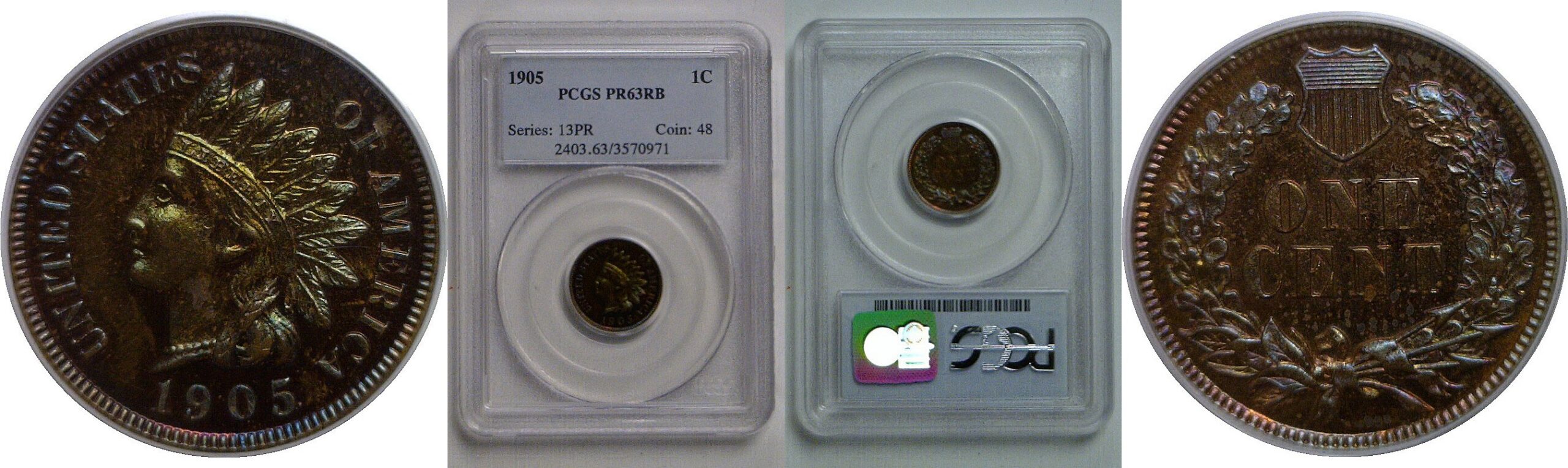 1905 Indian Head Cent   PCGS PR-63 RB