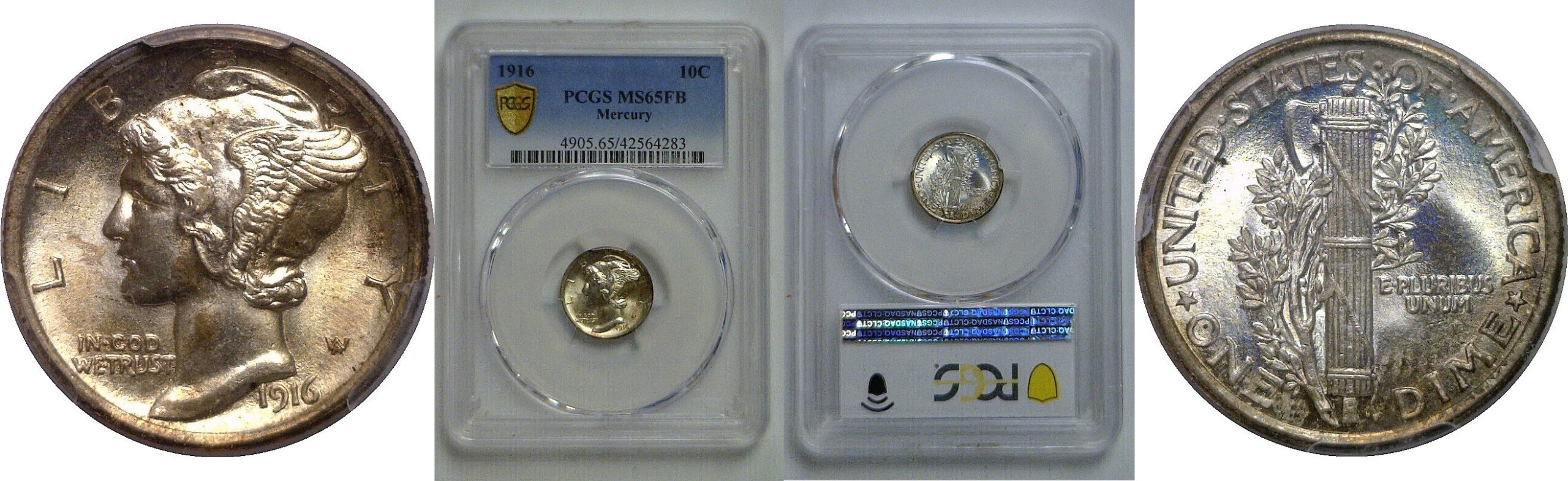 1916 Mercury Dime   PCGS MS-65 FB