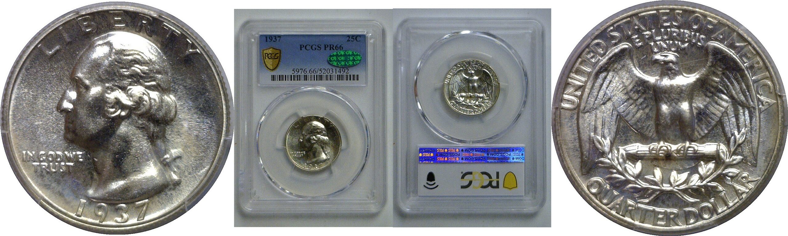 1937 Washington Quarter   PCGS PR-66  CAC