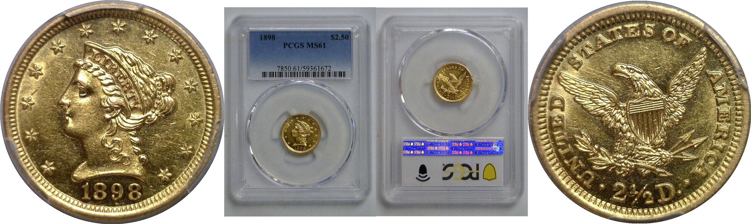 1898 $2 1/2 Liberty   PCGS MS-61