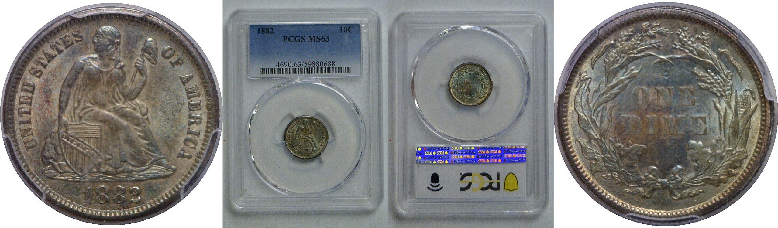 1882 Seated Liberty Dime   PCGS MS-63
