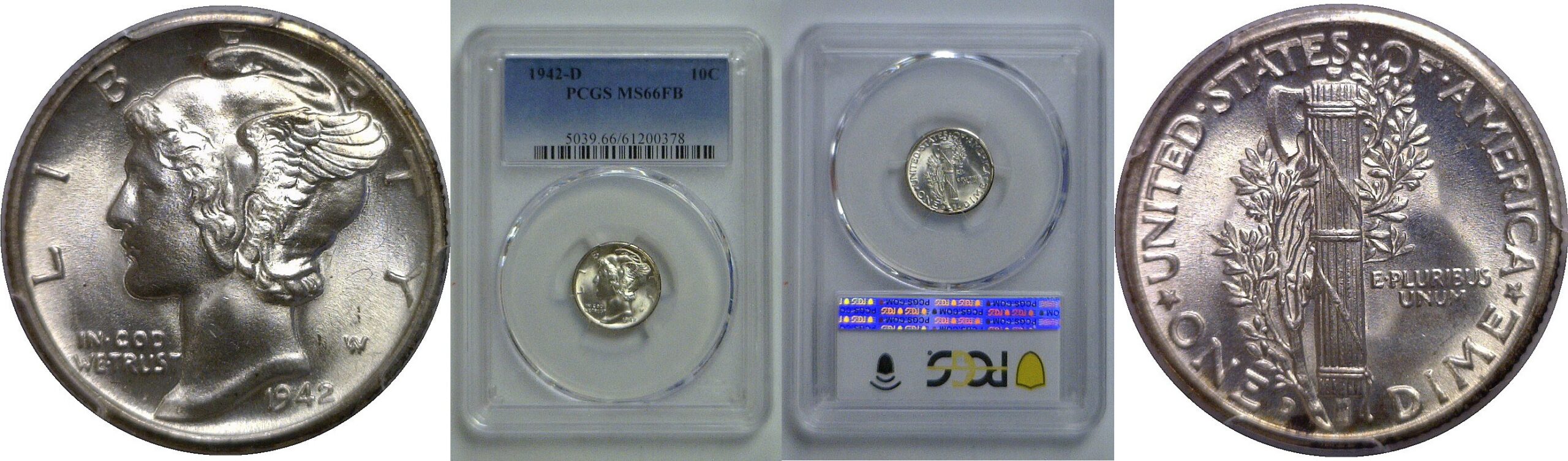 1942-D Mercury Dime   PCGS MS-66 FB