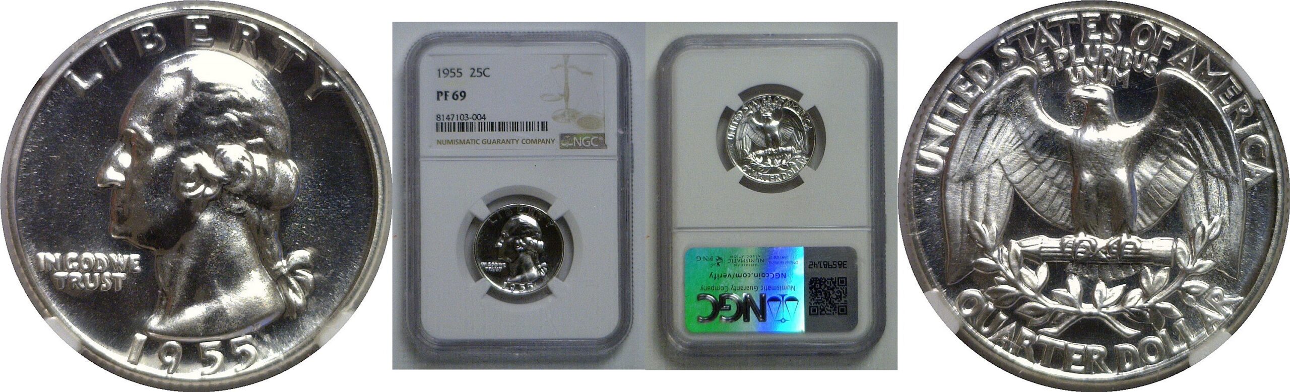 1955 Washington Quarter   NGC PF-69
