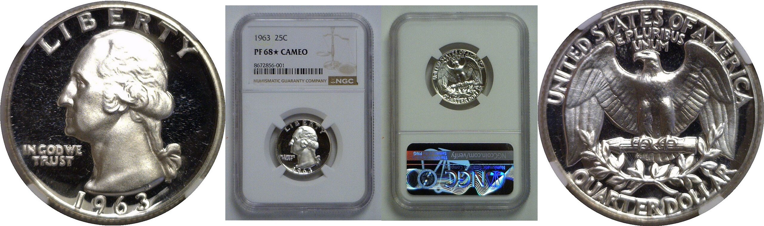 1963 Washington Quarter   NGC PF-68 Star Cameo