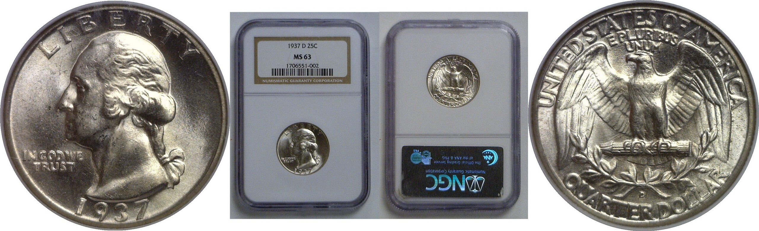1937-D Washington Quarter   NGC MS-63