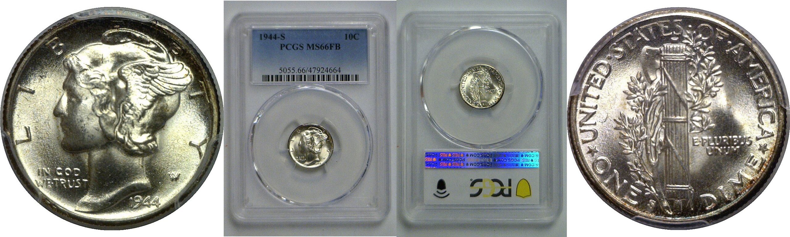 1944-S Mercury Dime   PCGS MS-66 FB