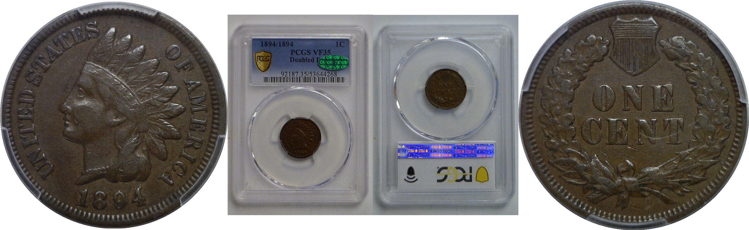 1894/1894 Doubled Date   Indian Head Cent   PCGS VF-35  CAC