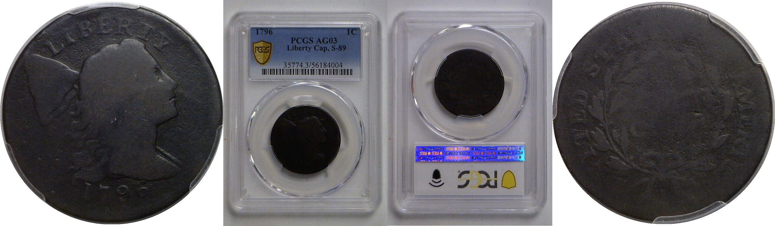 1796 Liberty Cap Large Cent   PCGS AG-3