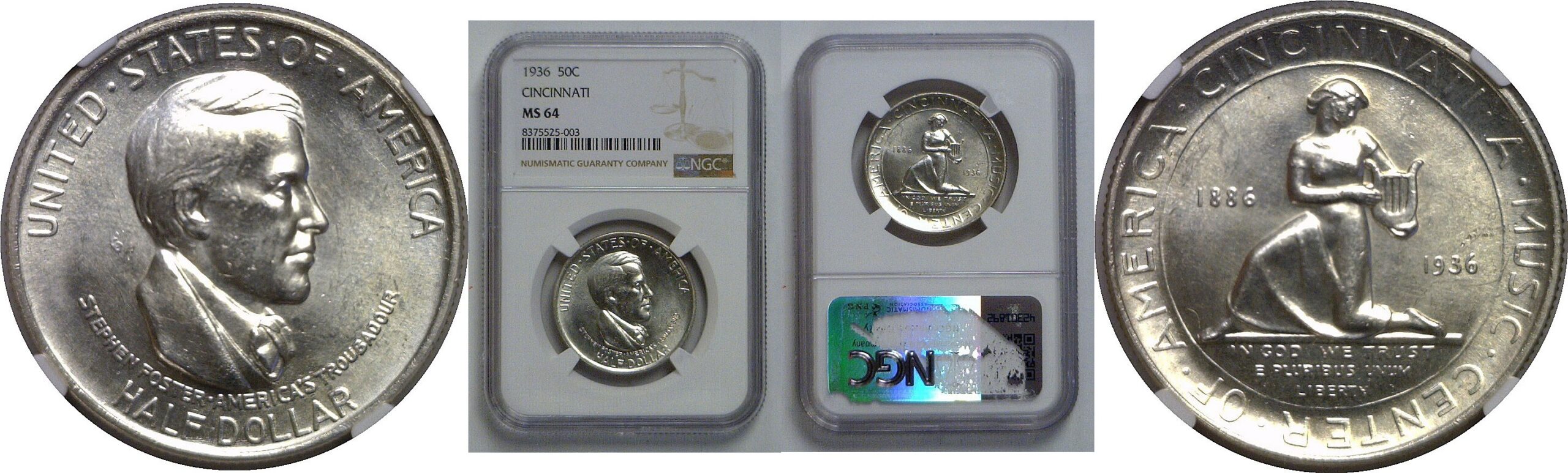 1936 Cincinnati Commemorative Half Dollar   NGC MS-64