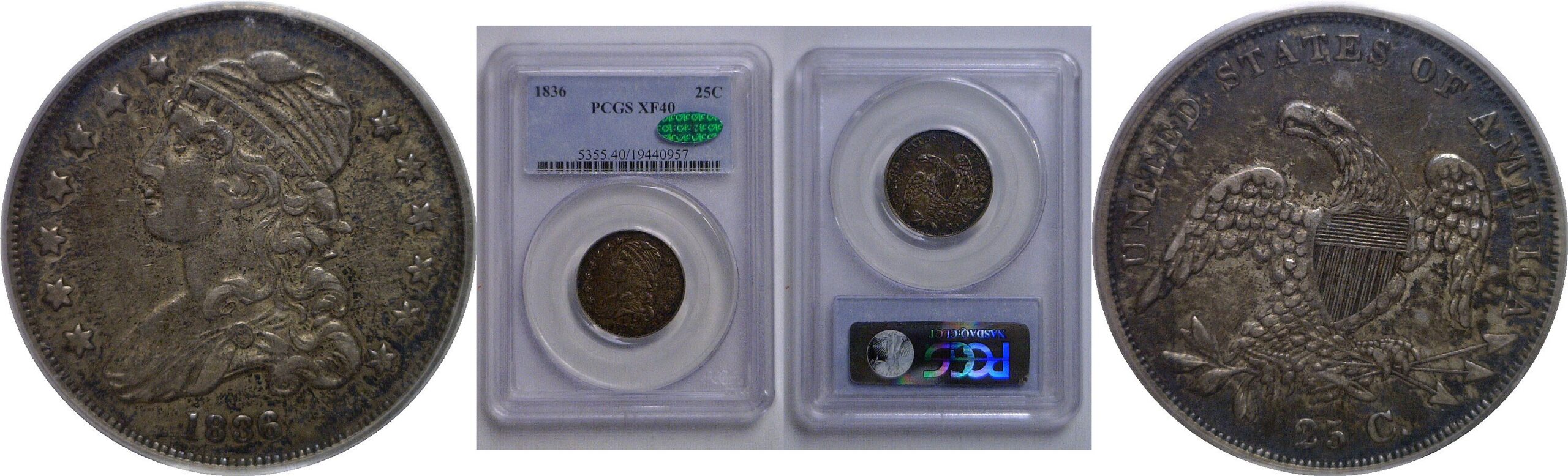 1836 Bust Quarter   PCGS XF-40  CAC