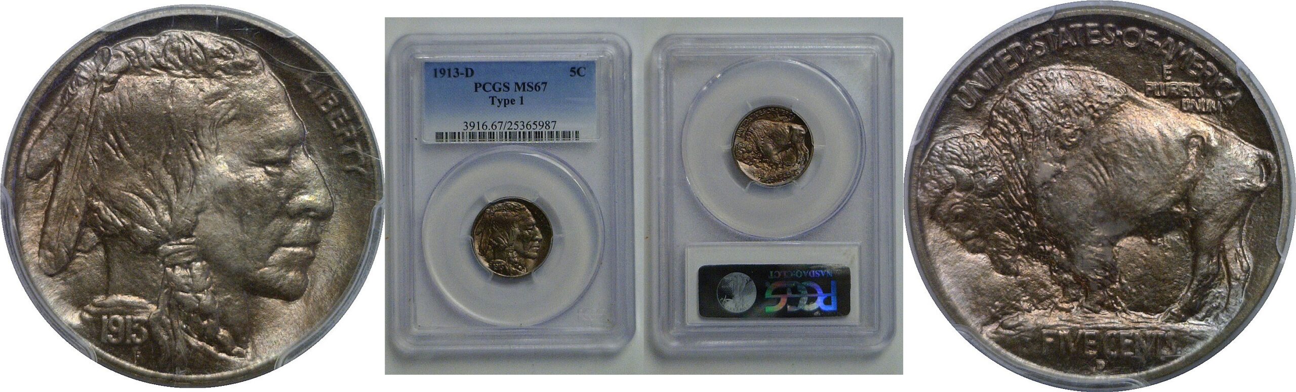 1913-D T-1  Buffalo Nickel   PCGS MS-67