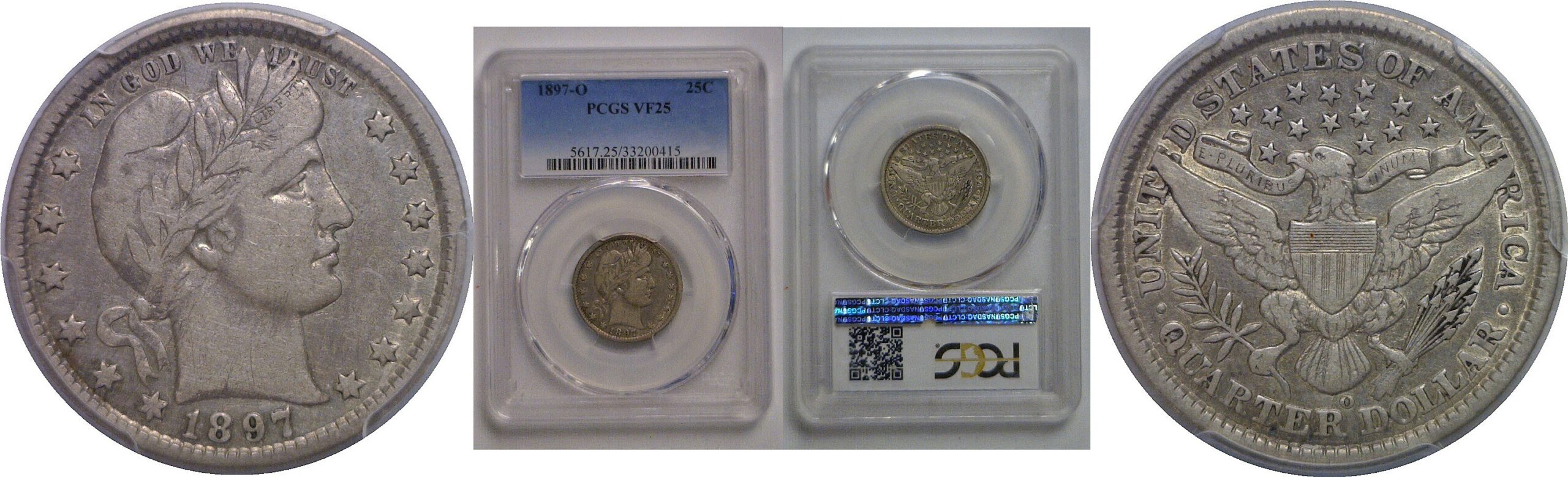 1897-O Barber Quarter   PCGS VF-25