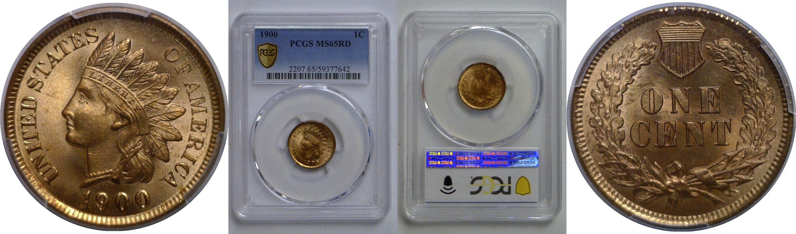 1900 Indian Head Cent   PCGS MS-65 RD
