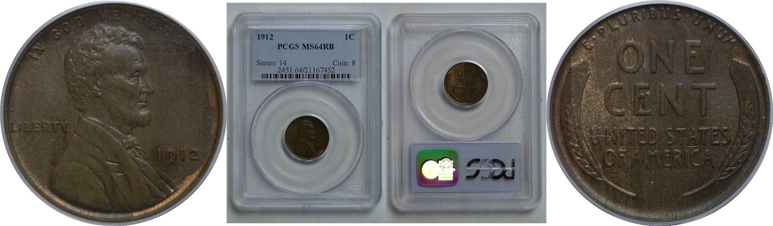 1912 Lincoln Cent   PCGS MS-64 RB
