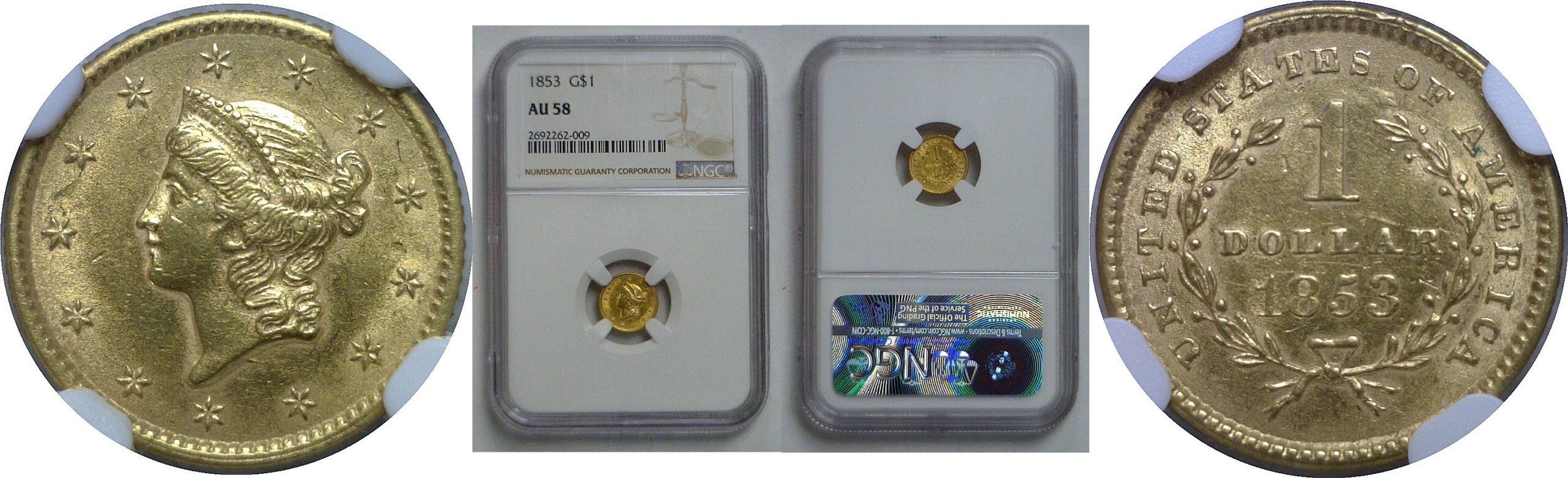 1853 Gold Dollar   NGC AU-58