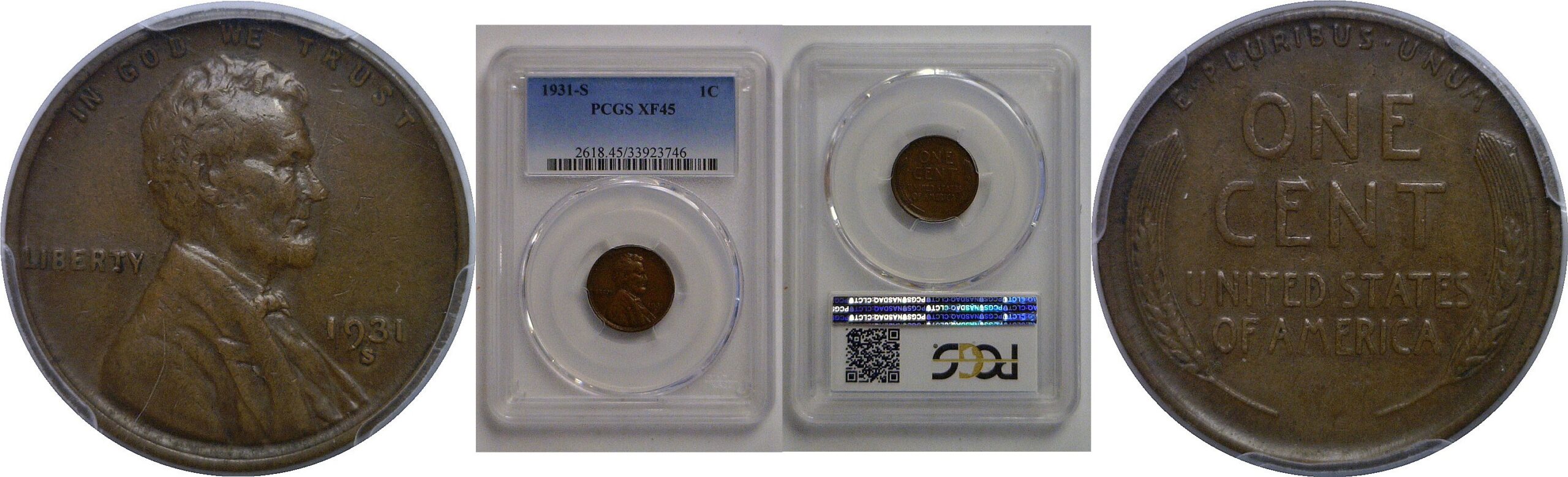 1931-S Lincoln Cent   PCGS XF-45