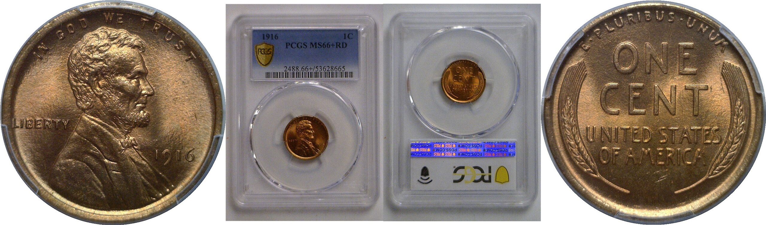 1916 Lincoln Cent   PCGS MS-66+ RD