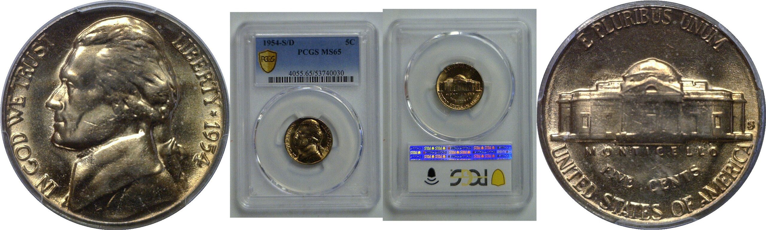 1954-S/D  Jefferson Nickel   PCGS MS-65