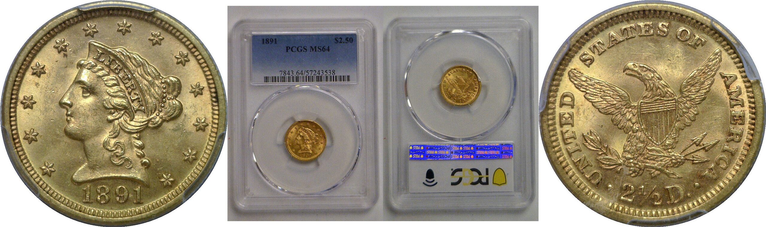 1891 $2 1/2 Liberty   PCGS MS-64
