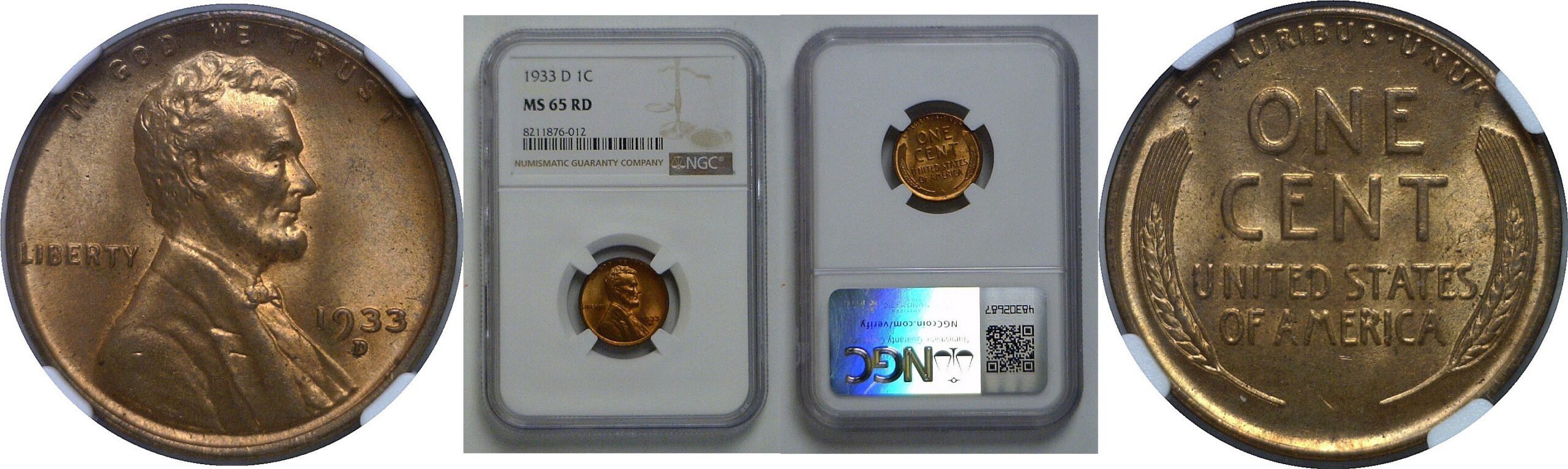 1933-D Lincoln Cent   NGC MS-65 RD