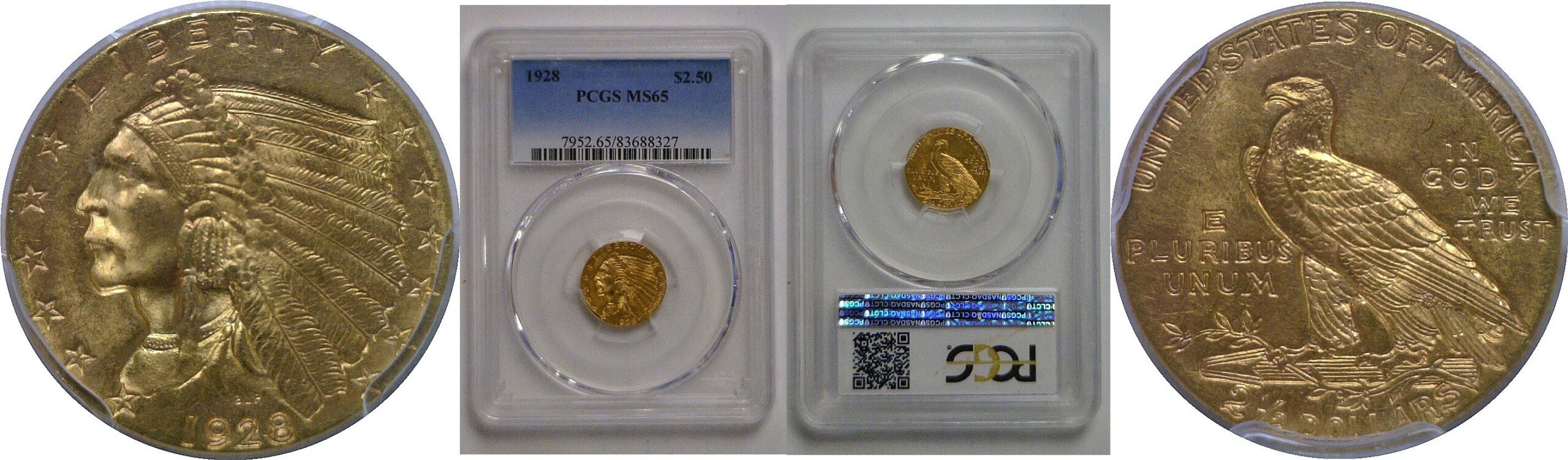 1928 $2 1/2 Indian   PCGS MS-65