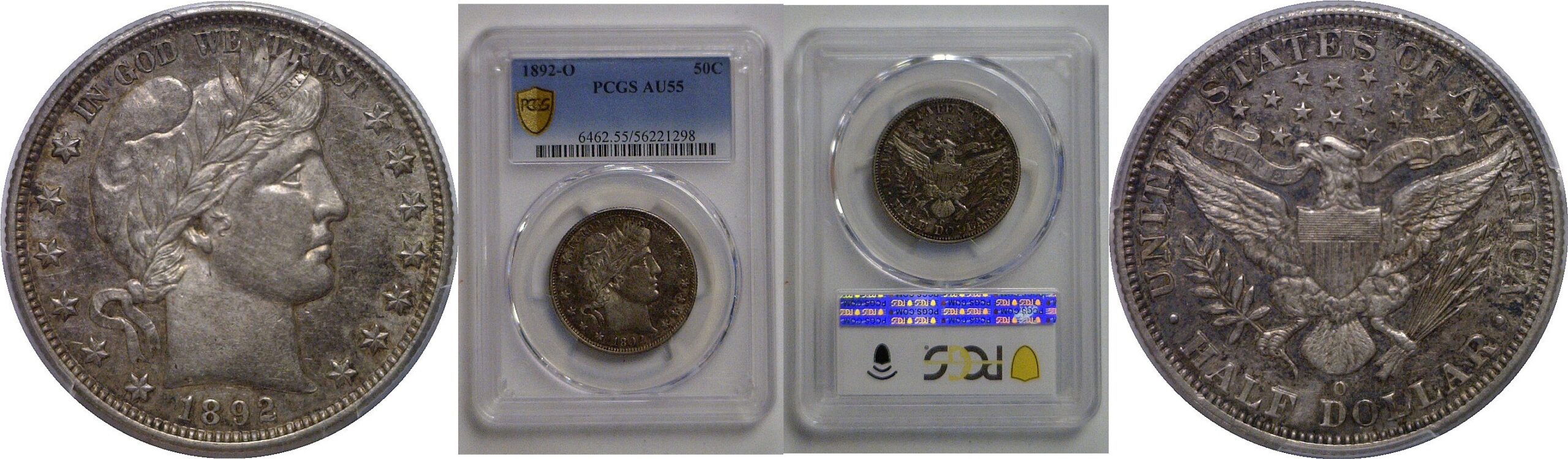 1892-O Barber Half Dollar   PCGS AU-55