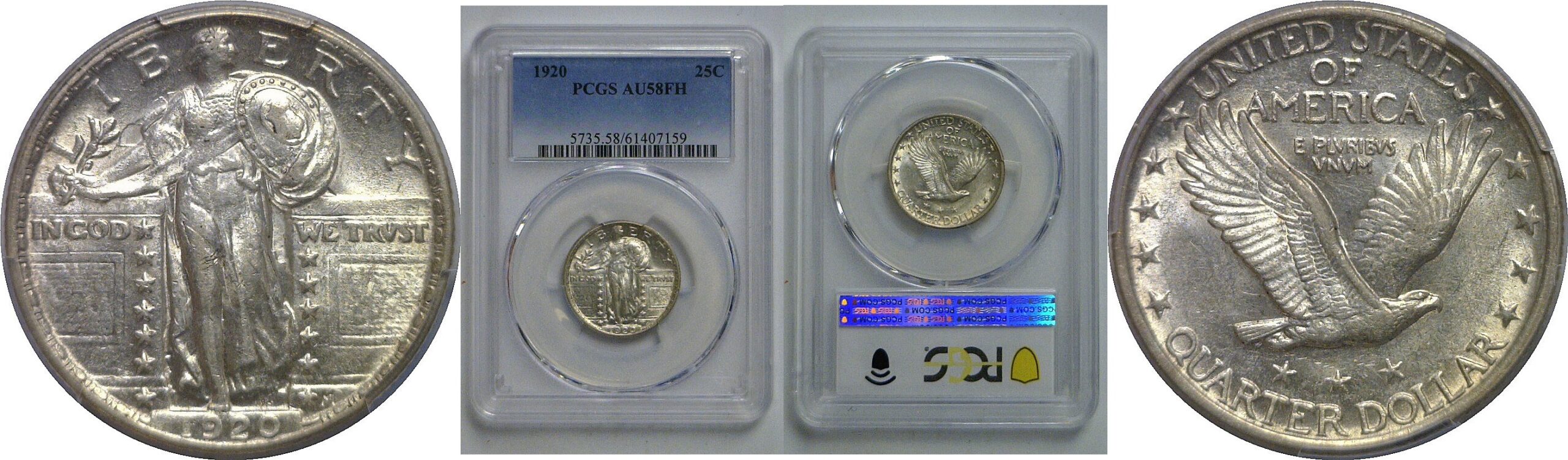 1920 Standing Liberty Quarter   PCGS AU-58 FH
