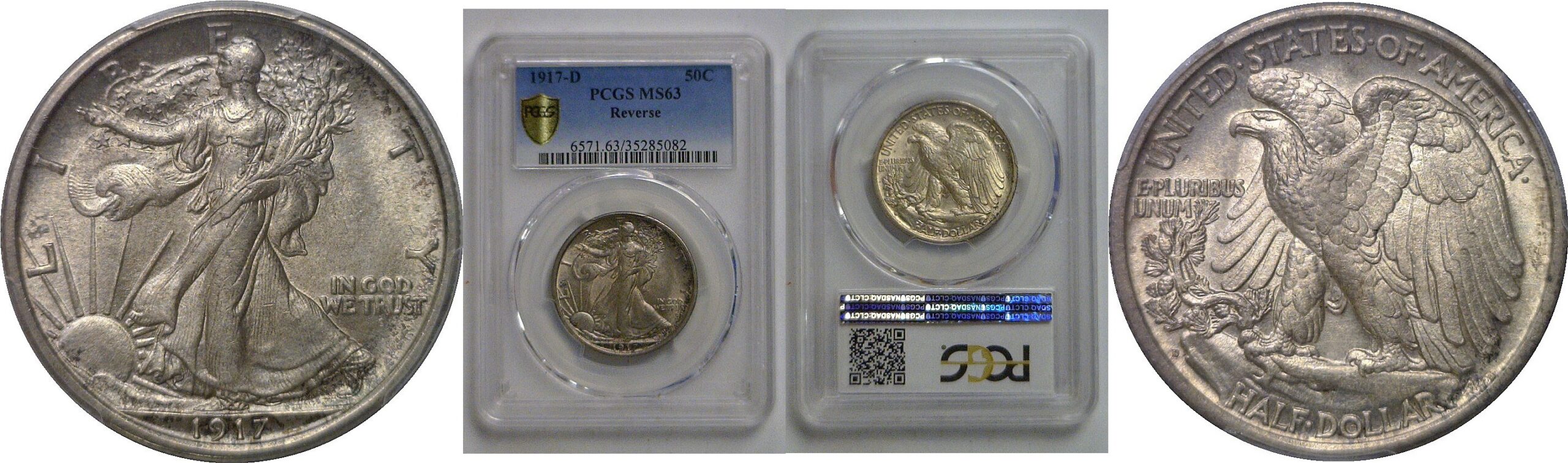 1917-D Reverse   Walking Liberty Half Dollar   PCGS MS-63