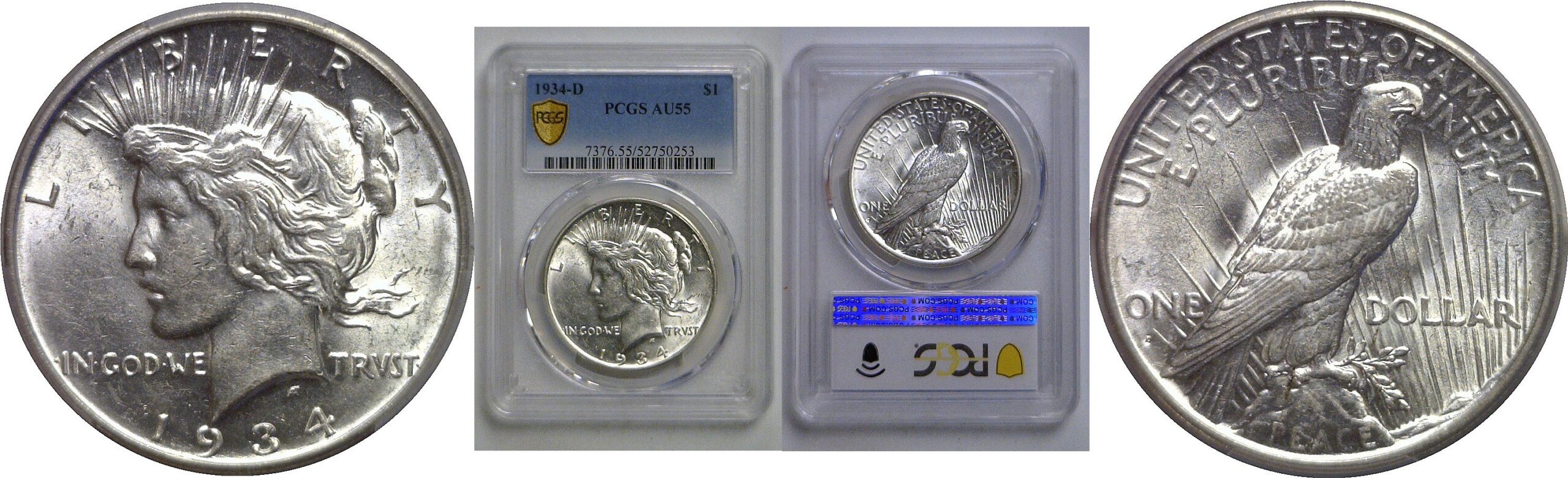 1934-D Peace Dollar   PCGS AU-55