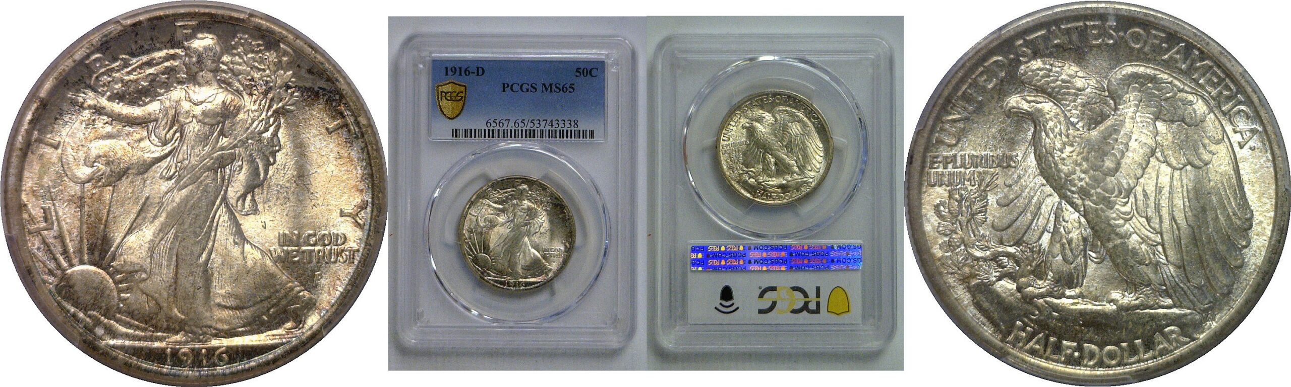 1916-D Walking Liberty Half Dollar    PCGS MS-65