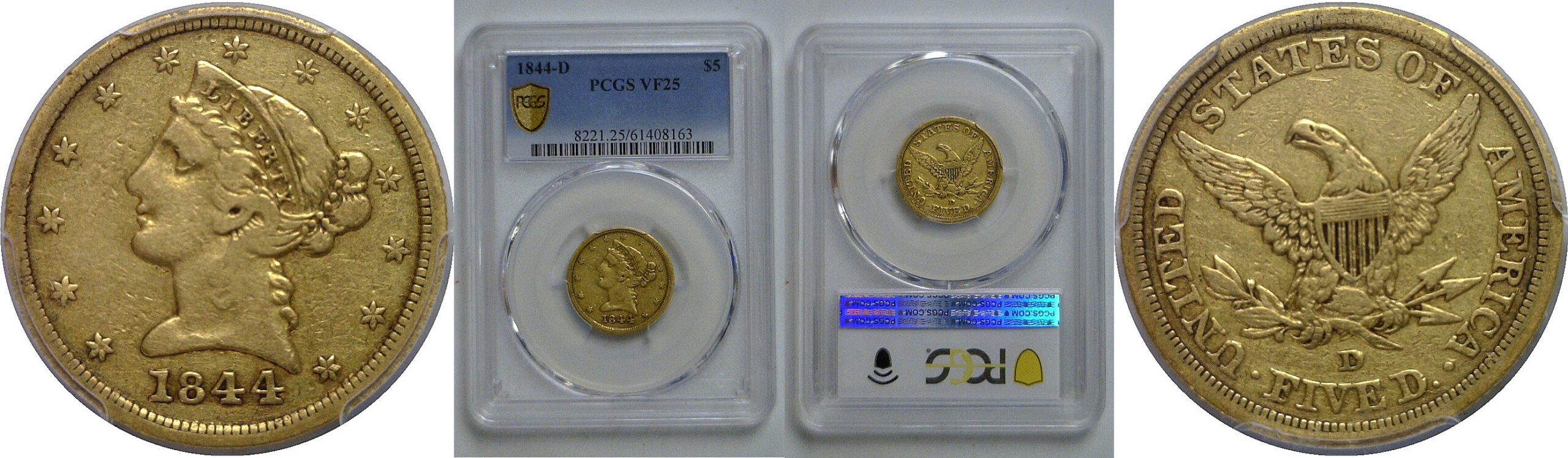 1844-D $5 Liberty   PCGS VF-25